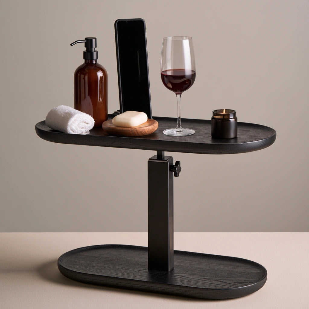 Table d'appoint en bois réglable, coloris noir