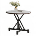 Table pliante réglable en hauteur à finition effet marbre, coloris blanc et noir