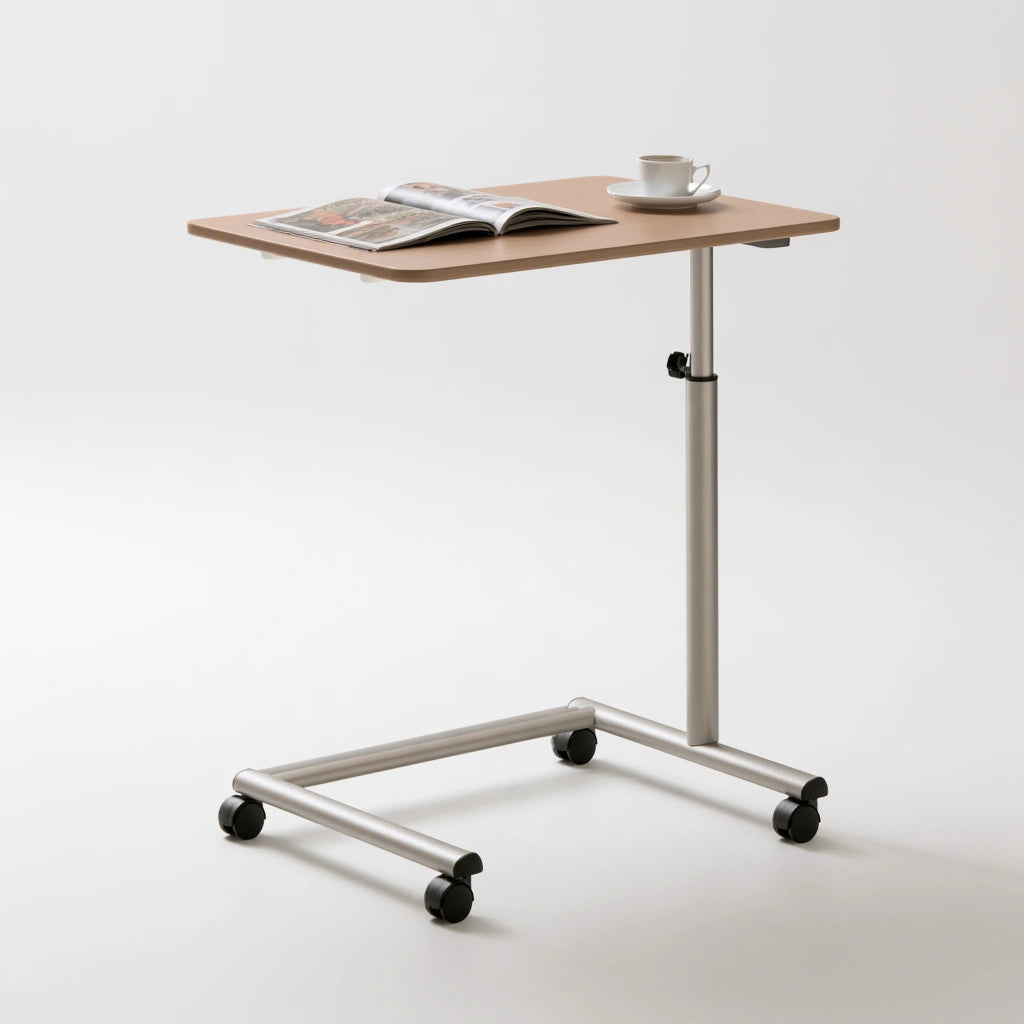 Table de lit réglable aux lignes épurées, coloris brun clair