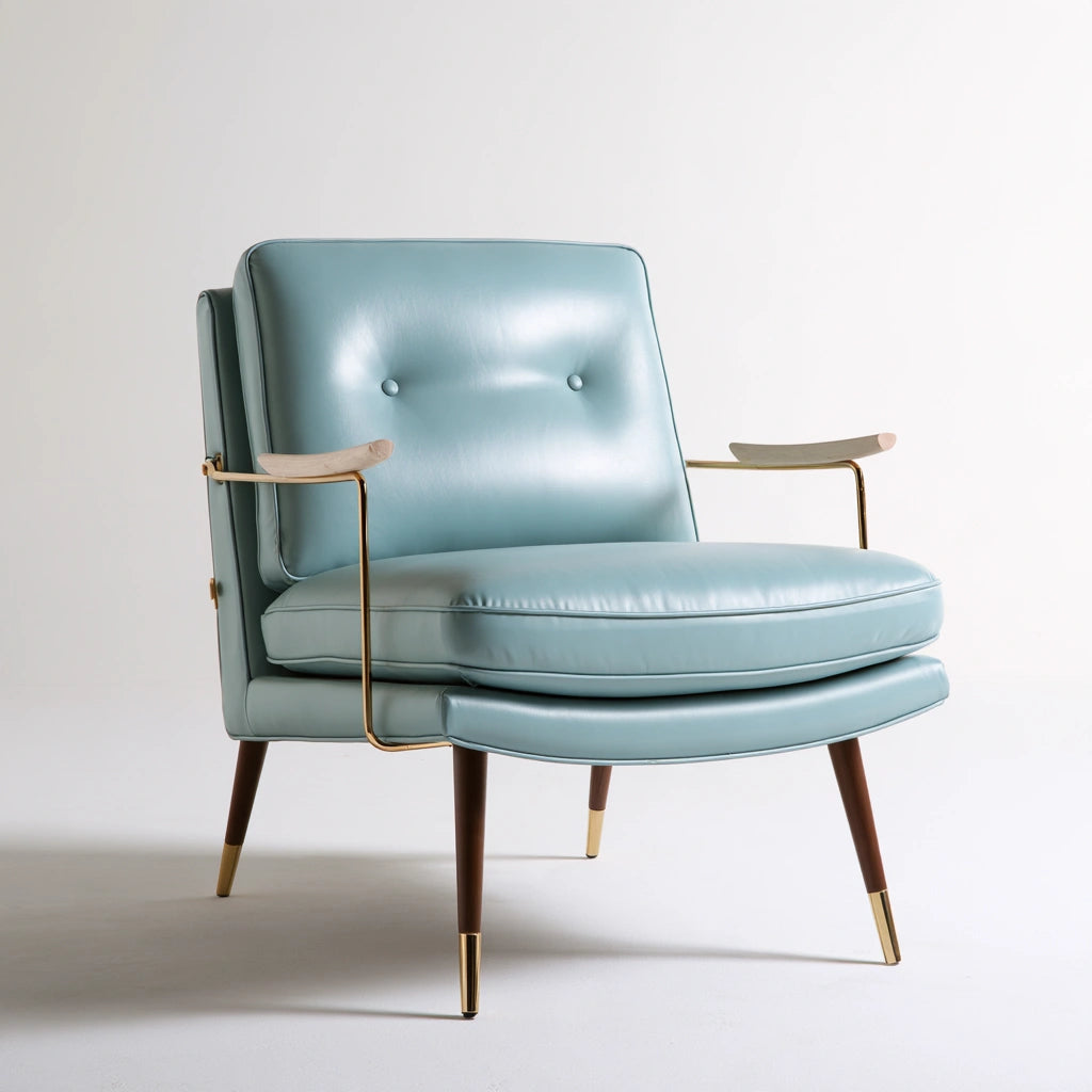 Fauteuil d'appoint en similicuir, coloris bleu clair