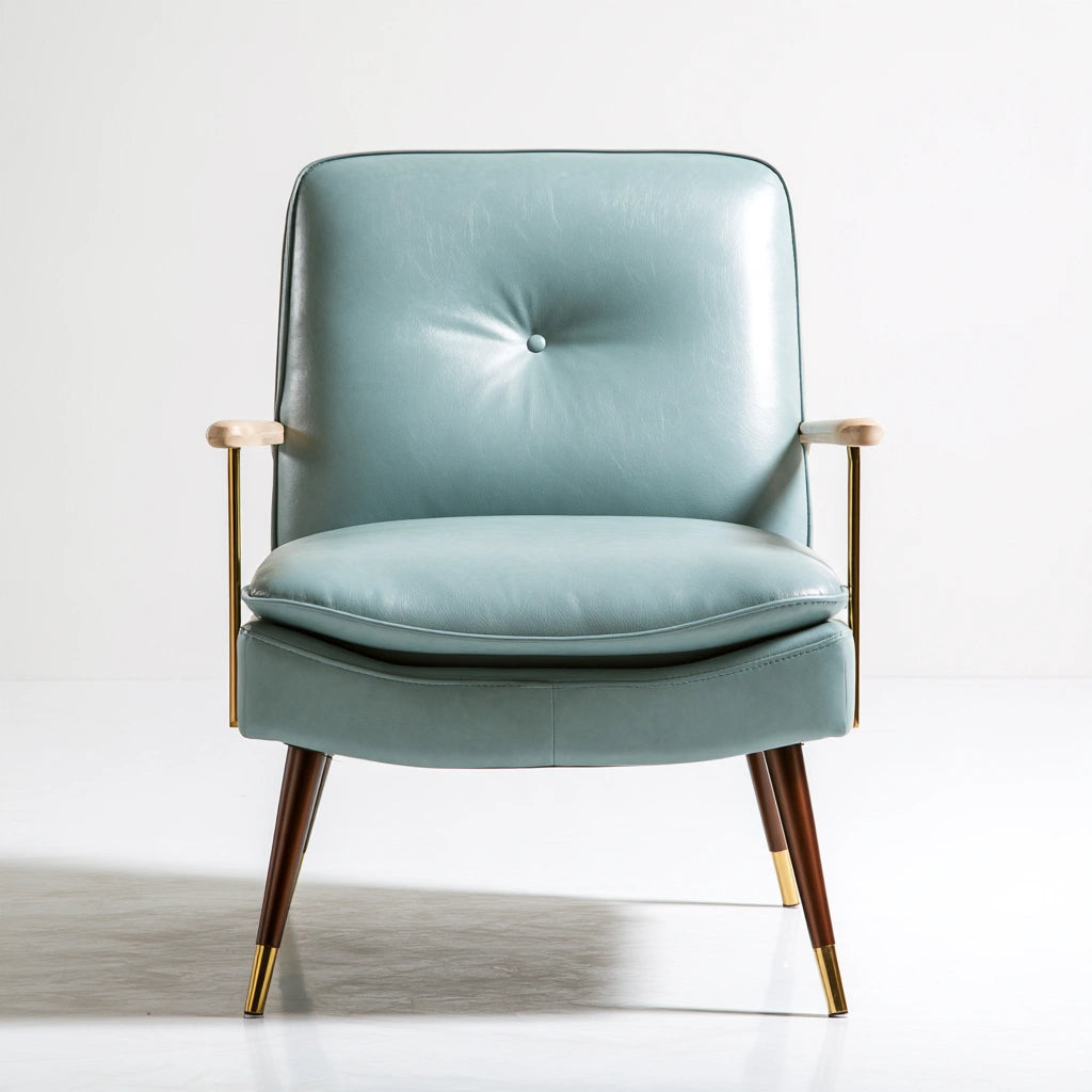 Fauteuil d'appoint en similicuir, coloris bleu clair