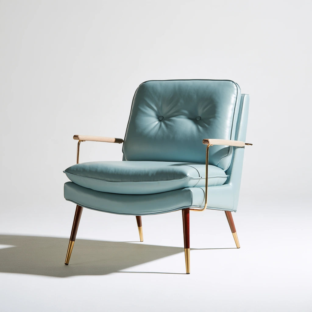 Fauteuil d'appoint en similicuir, coloris bleu clair